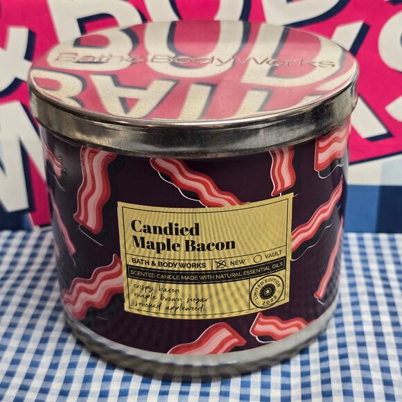 BBW Candied Maple Bacon Coloring Changing Jar Large 3 Wick Candle Home Decor - Picture 1 of 2